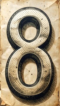 Vintage metallic number eight