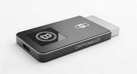 Modern digital device with bitcoin logo on a white surface demonstrating ui ux design principles isolated on white background