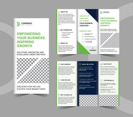 Obraz premium Clean and Minimalist Company Trifold Brochure Design in Green and Black Corporate Style