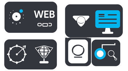 A collection of modern, stylized icons representing various digital concepts.