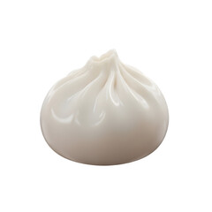 Closeup of a single steamed bun isolated on transparent background, showcasing its texture, 3d dumpling