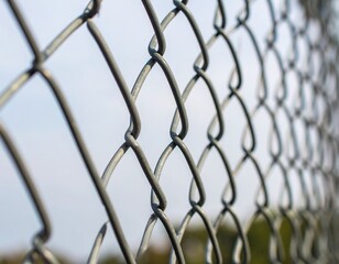 Fototapeta premium Close-up of metal chain link fence