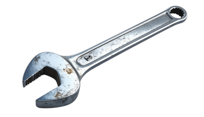 A wrench angled in a studio shot