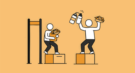 Achieving Goals A Vector Illustration of Success and Celebration