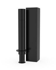 Blank Cosmetics Syringe with paper box packaging template 3d illustration render.