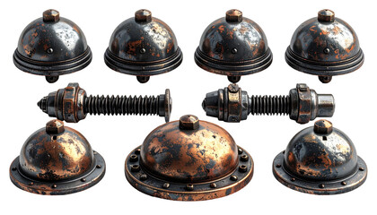 Collection of metallic steampunk-inspired components