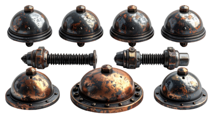 Collection of metallic steampunk-inspired components