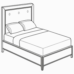 Modern upholstered bed frame with button tufted headboard and crisp white linens and pillows