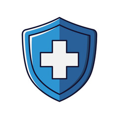 Obraz premium A blue shield with a white cross in the center, symbolizing health and protection.
