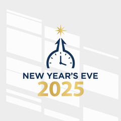 The flat design concept for the New Year's Eve poster focuses on simplicity, elegance, and ease of recognition.