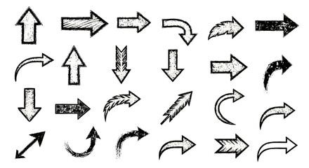 Collection of hand-drawn style arrows pointing in various directions, including up, down, left, right, and curved.