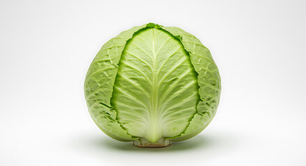 Fototapeta premium Fresh green cabbage head on white background vegetable