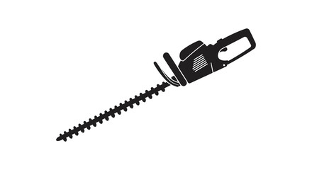 Black and white illustration of a powerful chainsaw tool clearly displayed
