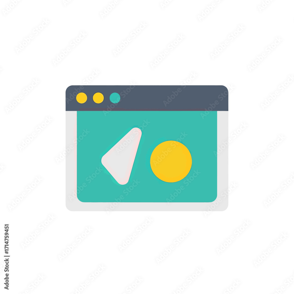 Wall mural a flat design illustration of a web browser window with navigation elements.