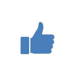 Blue thumbs up icon, representing approval, like, agreement, and positive feedback.