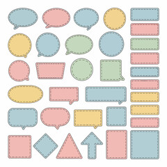 Collection of Hand Drawn Speech Bubbles and Geometric Shapes in Pastel Colors Perfect for Graphic Design Elements