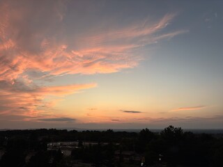 Colourful clouds in the sky at dusk
