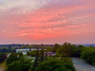 Colourful clouds in the sky at dusk