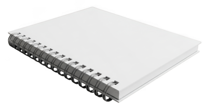 3d spiral bound notebook blank pages realistic render for design projects transparent background