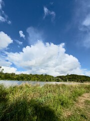 Large, white clouds in the sky