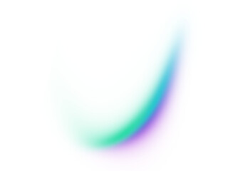 Abstract smooth fluid shape with a gradient of green, cyan, and purple on a transparent background.