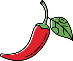 Vibrant red chilli pepper isolated on white background