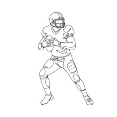 Football player preparing to throw the ball in sketch style  