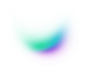 Abstract fluid shape with a soft gradient of green, cyan, and purple, a transparent element for web design.
