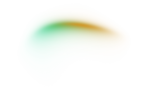 Abstract soft fluid shape with a gradient of green and orange, a transparent element for modern design.