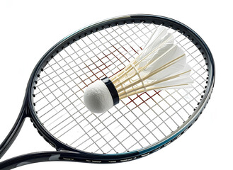 PNG of a badminton racket with shuttlecock, isolated on transparent background