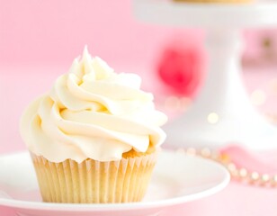 Vanilla cupcake on a plate