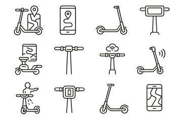 Fototapeta premium Transport interface smart scooter icon personal device electric icons interactive vector