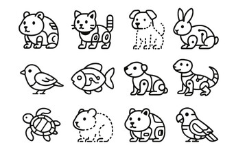 Naklejka premium Cyber micro pocket pet predictive vector holographic lizard icon ai mini miniature