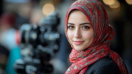 Turkish woman as a radio journalist, reporting live from the studio. --ar 16:9 --stylize 750 --v 6.1 Job ID: 1731886b-3f3a-4877-800e-b6f1a2af18d3