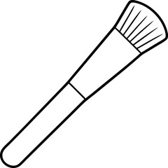 Outline Line Art of Makeup Brush Isolated, Minimalist Cosmetic Vector, Stylish Beauty Tool Illustration, Elegant Makeup Accessory Design