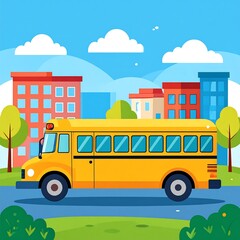 School bus in city
