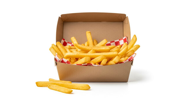 rench Fries in White Paper Container on White Surface