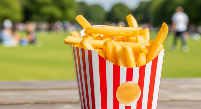 rench Fries in White Paper Container on White Surface