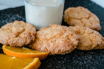 Perunillas are a type of traditional sweet pastry, typical of several Spanish cities. Main ingredients, butter, egg, flour, sugar, oil, cinnamon, lemon, almonds and brandy.