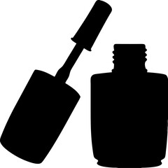 Black Silhouette of Nail Polish Vector Isolated, Minimalist Cosmetic Accessory Illustration, Elegant Makeup Bottle Outline, Stylish Nail Lacquer Design