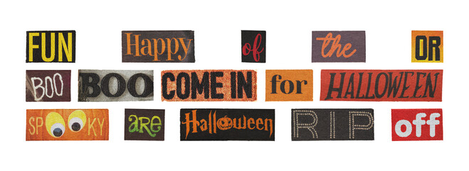 universal halloween word snippets set for ads and banners, png on transparent background
