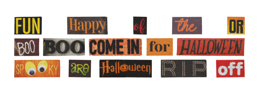 universal halloween word snippets set for ads and banners, png on transparent background
