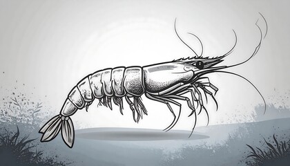 Shrimp sketch illustration