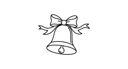Simple black and white illustration of a decorative bell with a bow