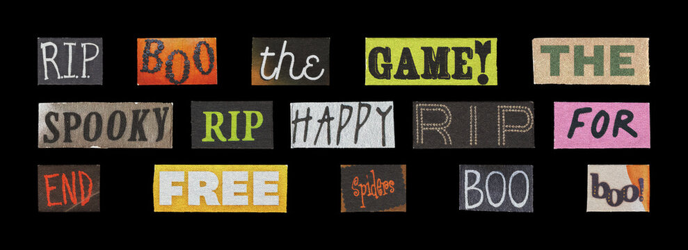 halloween typography wordmarks and text elements for web ui on black background
