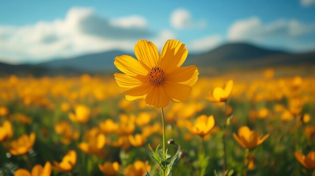 Under the blue sky, the gentle sunshine shines on this lonely flower, creating a moment that makes people feel the love of God..HD --ar 16:9 --stylize 750 --v 6.1 Job ID: 4a5bb220-3d17-434f-81e9-6f224 - Powered by Adobe