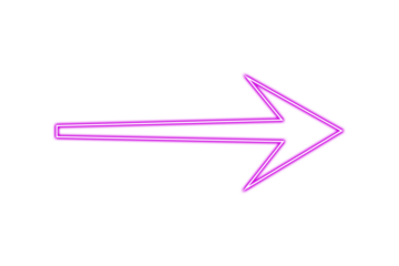 Neon pink arrow pointing right isolated on transparent background for web design