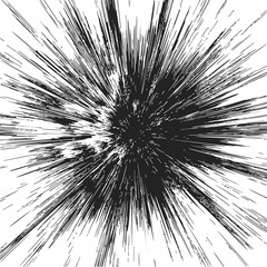 Obraz premium Explosion burst black ink sketch, hand drawn radial lines, dynamic abstract background — stock vector