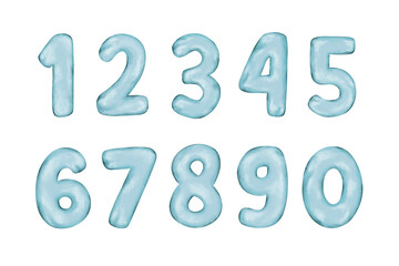 Set of balloons number in blue vector illustration