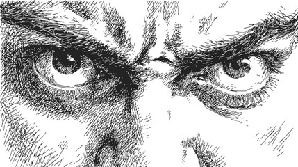 Obraz premium Angry eyes sketch hand drawn intense facial expression close up — stock vector